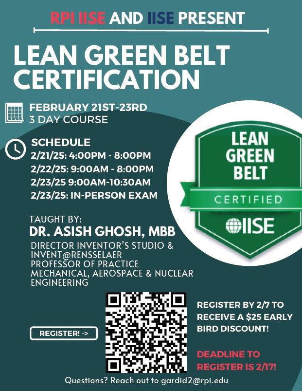 Lean Green Belt Certification Poster