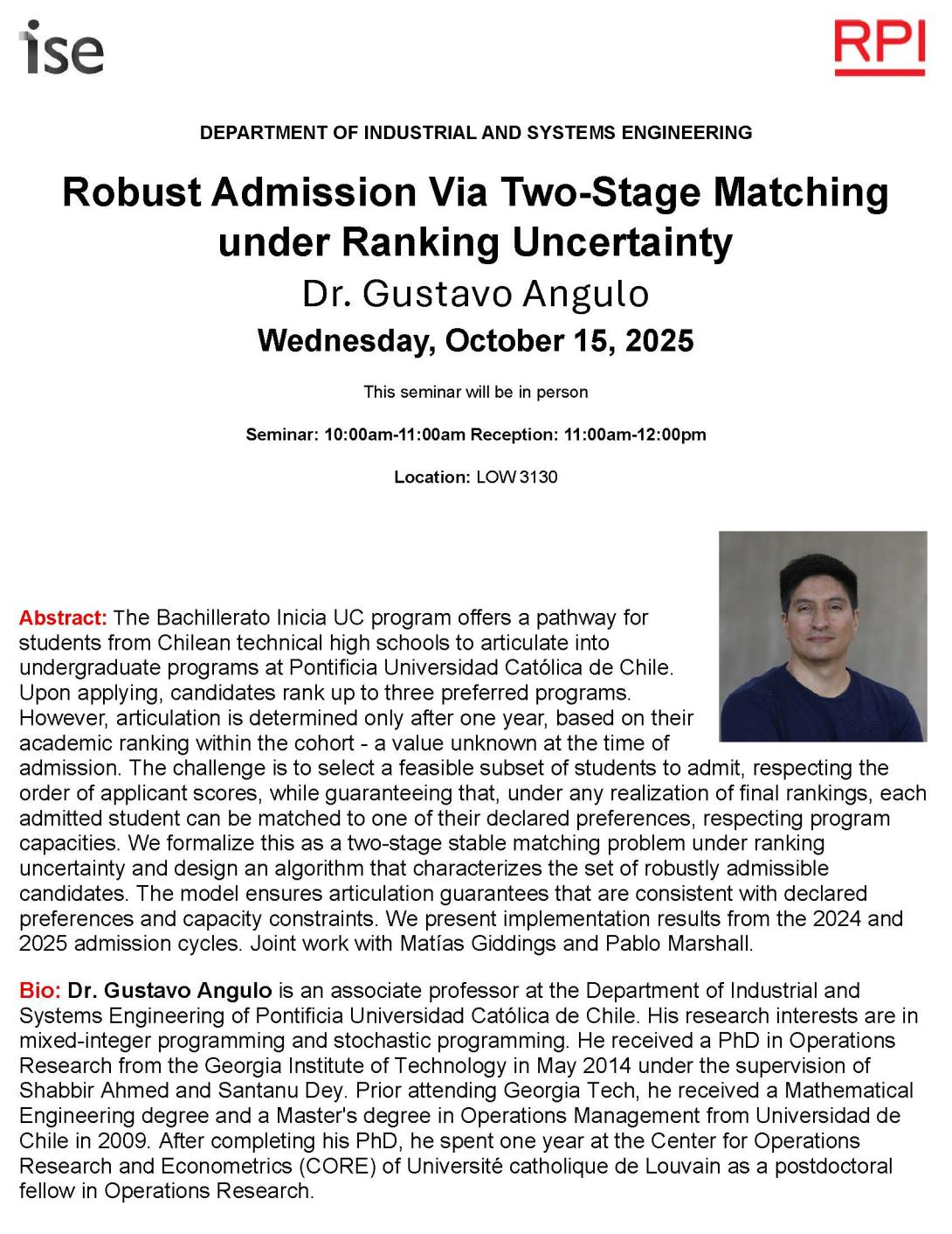 Robust Admission Via Two-Stage Matching under Ranking Uncertainty 