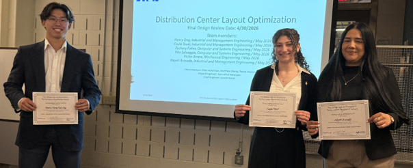 Henry Oong, Cayla Tavel, and Nayeli Acevedo received Design Lab Performance Excellence Award for Outstanding Achievement