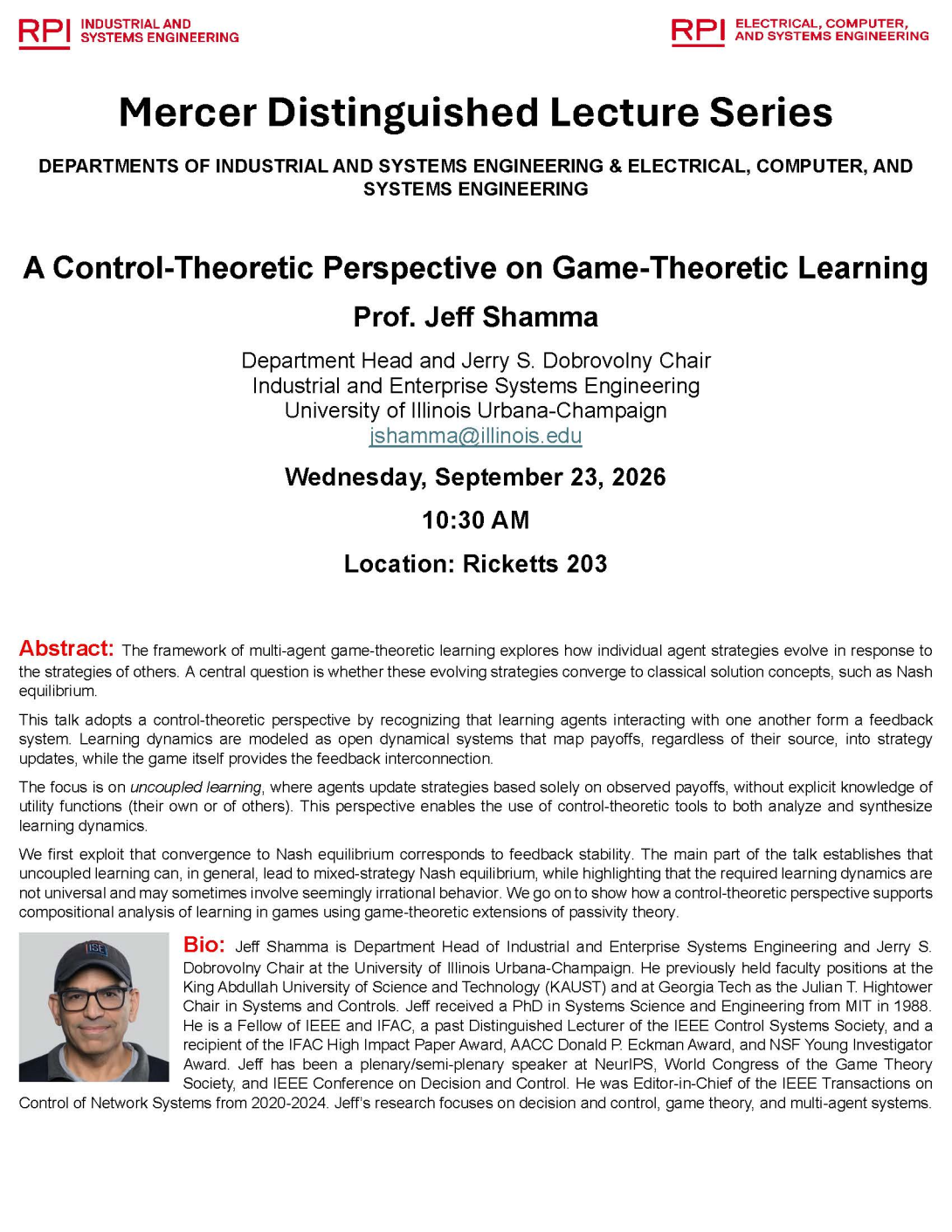 ISE and ECSE Departments host Seminar Series