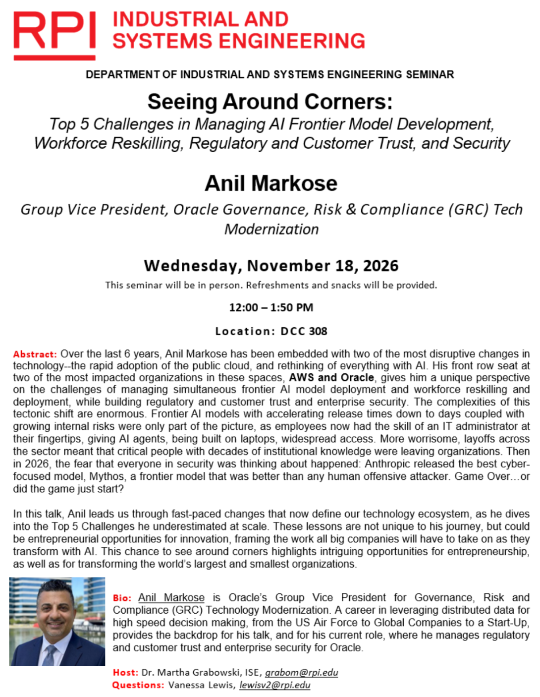 Anil Markose gives a seminar on his seminar